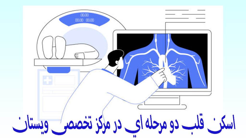 تصویر انیمیشنی از یک پزشک در حال انجام اسکن قلب